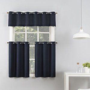 No. 918 Dylan Casual Textured Semi-Sheer Grommet Kitchen Curtains